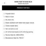 Revolve  Sabrina Musayev NWT Sage Blue Metallic Mark Pants Size XS Photo 6