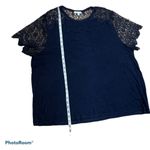 89th & Madison Navy Lace Sleeve Spandex Blend Top Plus Size 3X Blue Photo 3