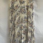 Vince Camuto Pleated Midi Skirt Womens Small Ivory Floral Elastic Waist Lined Photo 0