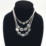 Massini Grey Skies Necklace Adjustable Length Faceted Bead 3 Strand Statement Photo 1