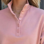VICI NWT Williams Cotton Henley Sweatshirt Blush Pink Photo 2
