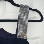 Betsy and Adam  Draped Rhinestone Cocktail Dress Blue Silver Size 10 Photo 3