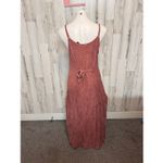 Spellbound NYC Boho Maxi Dress XL Brown Embroidered Button Front Rayon Pink Photo 1