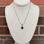 Black Signet Necklace with Spaced Bead Chain Photo 1