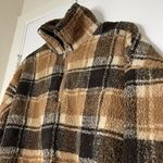 Zaful New! Brown plaid fuzzy pullover cropped teddy sweater size large Photo 2