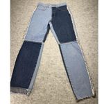 Ragged Jeans Patchwork Jeans Womens 26 Two Tone Contrast Frayed Hem High Rise De Blue Photo 0