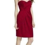 David's Bridal  Red F15103 Short Strapless Satin Sweetheart Bridesmaid Dress Photo 0