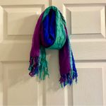 Multicolor Handmade Green & Purple Stripe Tassel Scarf Womens One Size Photo 1