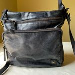 Wise Owl Leather Crossbody Bag Faded Navy Blue Brass Zip Vintage Unisex Satchel Black Photo 1