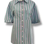 Anthropologie By Size XS Striped Short-Sleeve Cotton Pajama Top Button Shirt Photo 1