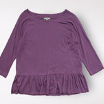 Lilla P Round Neck Peplum Blouse Womens Size Medium Purple Casual Photo 0
