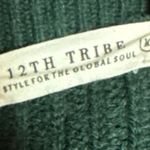 12th Tribe Green Rib Knit Long Sleeve Button Oversized Cardigan Sweater Top Sz M Photo 3