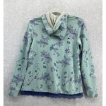 LOGO By Lori Goldstein LOGO Lounge Women's Hoodie Floral Blue Lace Hem Long Sleeve Size XS Cotton Blend Photo 1