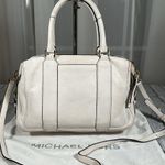 Michael Kors Julia Large Leather Satchel Cream Off White Gold Shoulder Bag Photo 1