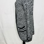 True Craft  Sz XS Hooded Open Varsity Cardigan Chunky Knit Sweater Black/White Photo 6