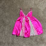 Victoria's Secret  Hot Pink Satin Lace Babydoll Lingerie Cami Chemise Top Size S Photo 4