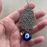 Boutique Lucky Hamsa and evil eye pendant necklace 18” boho festival. Photo 4