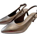 Clarks  Linvale Loop Pewter‎ Kitten Heels Pointed Toe Metallic Shoes Women Size 9 Photo 0