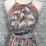 Anthropologie  Floreat  Castle Lake Nautical Halter Silk Dress Photo 2