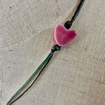 Blue and pink butterfly heart necklace on cord Photo 2