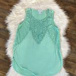 Venus mint green lace scoop neck embroidered sleeveless tank top Photo 0