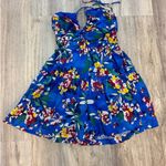 Anthropologie  Emily Halter‎ Mini Dress Blue Floral Smocked Size Small Photo 1