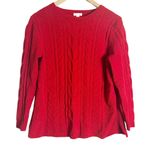 J.Jill  Red Chenille Cable Knit Long Sleeve Crewneck Pullover Sweater Size SP Photo 1