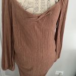 Lush Clothing NWOT Lush Twist Front Long Sleeve Plissé
Midi Dress In Tan Photo 7