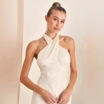 Lulus Ivory Halter Maxi Dress Formal Gown Sleeveless Evening Party Size S Photo 3