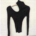 ANINE BING Sz M Victoria Black Long Sleeve Cut Out Turtleneck Top sweater Photo 3