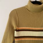 Free People Tan Brown Long Sleeve Sport Stripe Sweater Dress Midi Ribbed size XS Photo 4