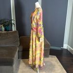 Women’s Floral One Shoulder Lightweight Summer Dress Leg Slit Cut Outs Size L Yellow Size L Photo 5