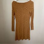 BP Dress Long Sleeve Print Knit Tan Warpy Dot Mini Casual White Neutral Photo 4