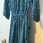 41 Hawthorn Womens M Renesme Wrap Dress 3/4 Sleeve Blue Green Geometric EUC! Size M Photo 4