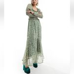 SISTER JANE Shirred Tie Back Maxi Dress Smocked in Green Floral Size M + Size M Photo 1