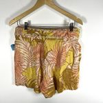Tahari NWT 100% Linen Tropical Belted Shorts Sz 8 Pink Mustard High Rise Resort Photo 5