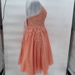 JJ's House JJ’s House Coral Tulle Lace Embroidered Fit Flare Dress Spaghetti Strap US 2 Photo 5