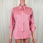 Eddie Bauer 3/4 Sleeve Button Up Shirt Blouse Top Sz SM Wrinkle Resistant Peach Photo 1