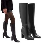 Mango Leather High Heel Tall Boots Black Size 39/ 8.5 Photo 1