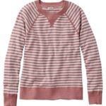 L.L.Bean Organic Cotton Slub Knit Stripe Print Crew Neck Long Sleeve Sweater XL Pink Photo 0