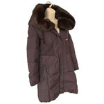 Tahari  WOMENS WINTER Faux Fur HOODED PUFFER COAT Size Small Sangria Photo 1