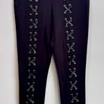 Romeo + Juliet Couture Crisscross Lace Front Black Trousers Dress Pants Size S Photo 0