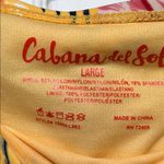 Cabana Del Sol Tropical Floral Yellow Pink Green Bikini Set Smocked Top Size Large Both Photo 2