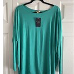 Piko  Womens Large Green Earth Bamboo Blend Stretch Long Sleeve Pink Top NEW Lago Photo 0