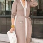 CAbi Size M Genteel Long Duster Cardigan Sweater Brown Button Front Belted Photo 2