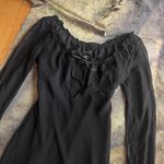 EXPRESS Black Silk Long Sleeve Milk Maid Tie Dress Photo 1