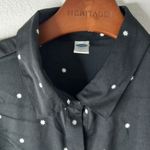 Old Navy  S Workwear Long Sleeved Button Down White Star Dots on Black Shirt Top Photo 5