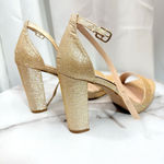 Forever Chunky Heel Low Platform Formal Sandal Heels Glitter Size 6 Gold Photo 2