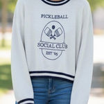 Sincerely Jules Pickleball Social Club Size XS Pullover Cropped Sweater Preppy White Photo 0