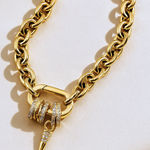 Gold chunky carabiner with charms statement built for girls who ride fast, anti tarnish. Photo 0